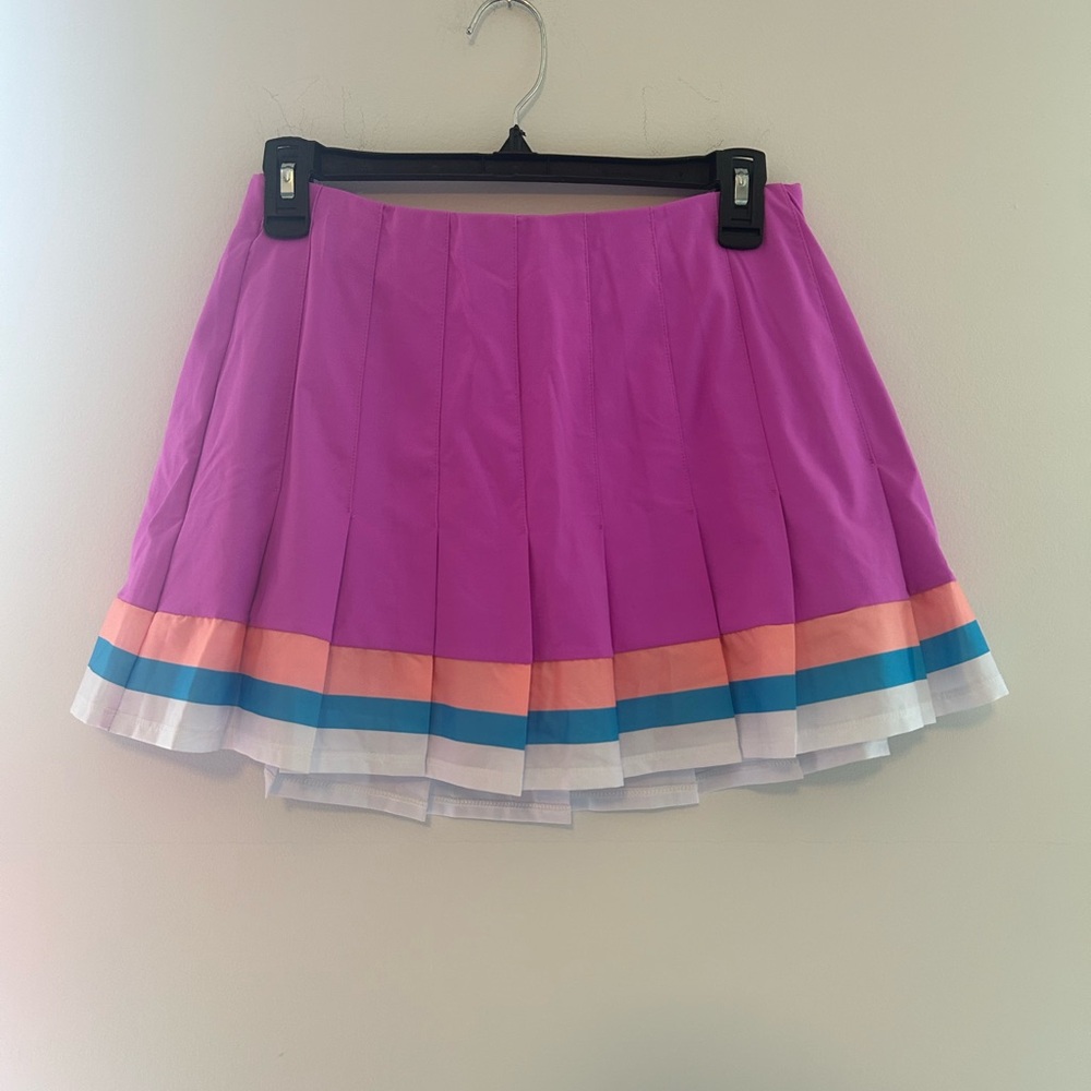 Lilly Pulitzer Women's Purple Pleated Skirt with Multicolor Stripe